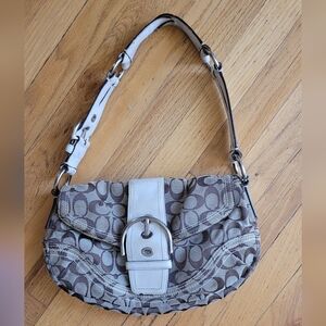 Coach Soho Signature Canvas Handbag Cream Unisex Tote Authentic L0669-10603